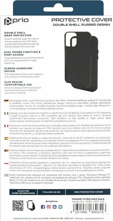 Actual product image prio Protective Case for iPhone 13 Pro Max (6.7″) black (Apple iPhone 13 Pro Max)