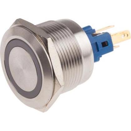 Rs Pro Switch Pushbutton Stainless Green ring, Taster + Schalter, Grün