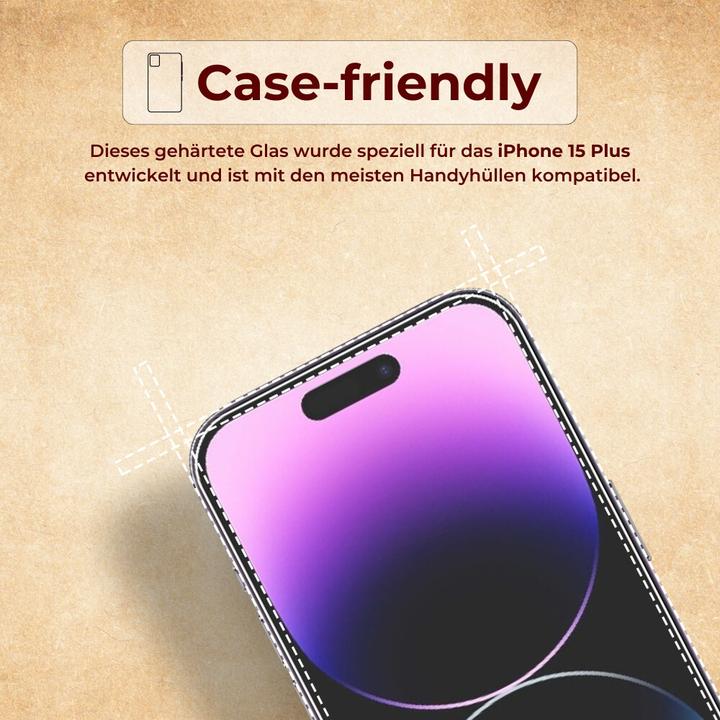 Actual product image Protectorking 3x real tempered 9H armoured glass 3D CLEAR (1 pcs., Apple iPhone 15 Plus)