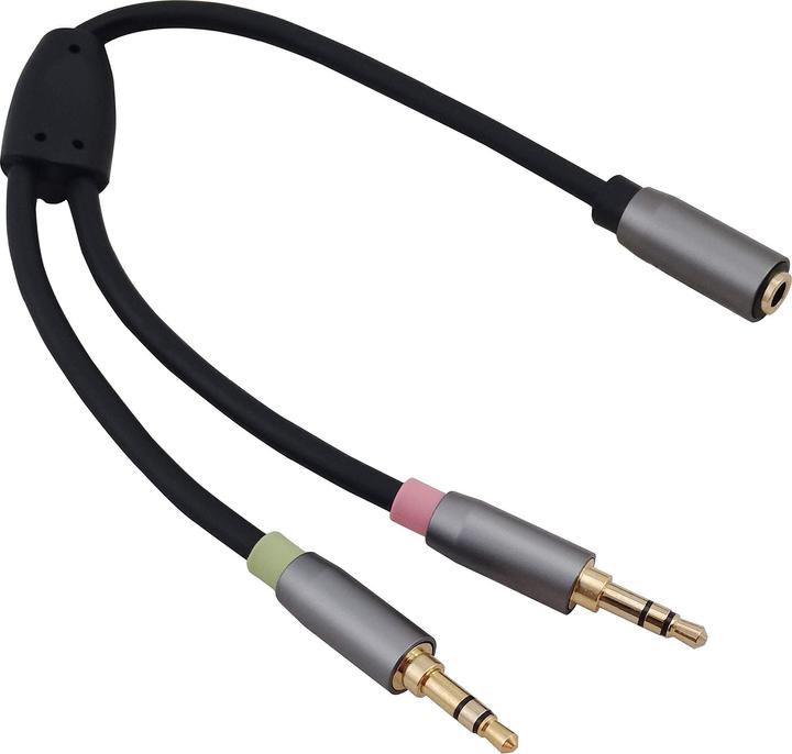 Helos Adapterkabel, Klinke 3,5mm Buchse/2x Klinke 3,5mm Stecker,PREMIUM, schwarz Klinke 3,5mm Buchse/2x K (Audio Splitter)