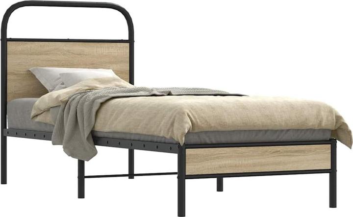 vidaXL Bettgestell ohne Matratze 100x190 cm Räuchereiche Holzwerkstoff (100 x 190 cm)