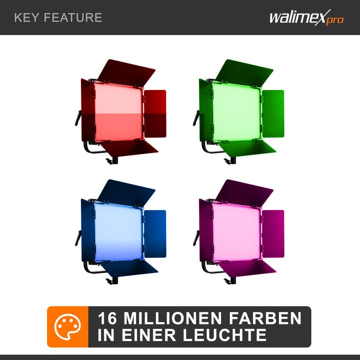 Immagine prodotto Walimex pro pro 23068 LED Rainbow 100W RGBW Set 3 (3x Rainbow 100W, 3x supporto lampada GN-806) (Apparecchio di illuminazione a superficie, Videocamera)