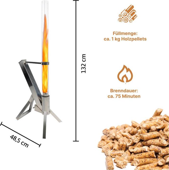 Dönges Feuerrohr für Pellets - Edelstahl Pelletfackel