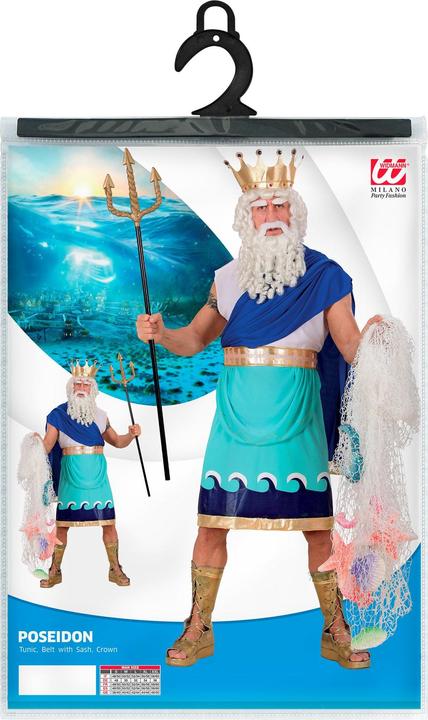 Actual product image Widmann Poseidon Lord of the Seas costume tunic, belt with ribbon, crown (S)