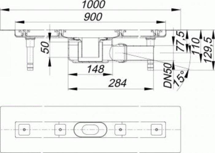 Produktbild Dallmer Duschrinne CeraLine F 900mm, 520050, DN 50 Bauhöhe 110mm (1250 mm)