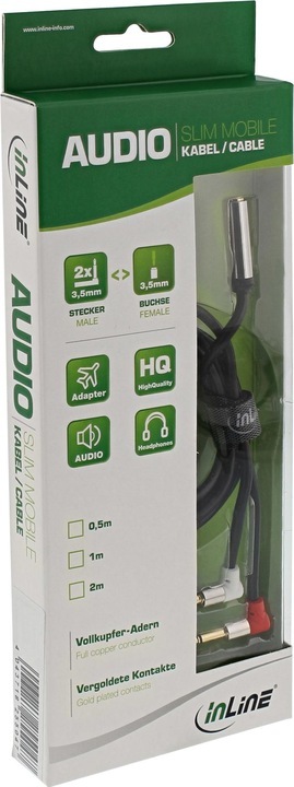 Actual product image InLine Slim Audio Headh. Flyingz. adapter cable. (2 m, 3.5mm jack (AUX))