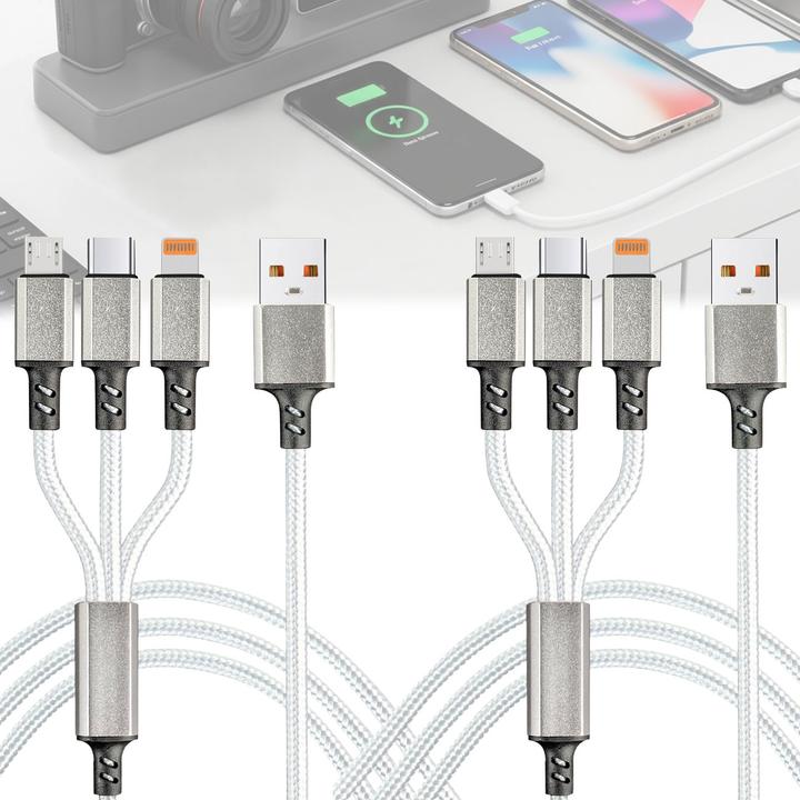 Image du produit Ideoon 2er-Set 3in1 Universal USB-Schnellladekabel, 25 W, 120cm (1.20 m, 25 W)