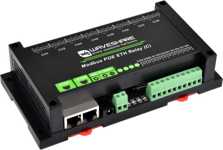 WaveShare 8-Kanal Relais (C) PoE Ethernet RTU/Modbus TCP Protokoll