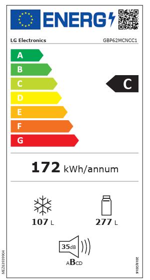 Etichetta energetica LG GBP62MCNCC1 (384 l)
