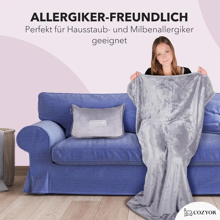 Immagine prodotto Cozyor Coperta da viaggio e cuscino da viaggio 2 in 1 per l'aereo (Cuscino per testa e collo)