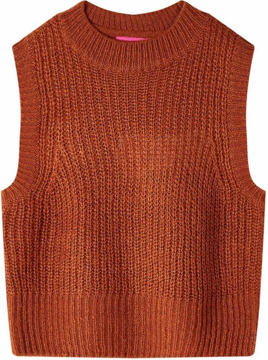 Produktbild VidaXL Kinder-Pulloverweste Gestrickt Cognac 116,Material: 67 (116)