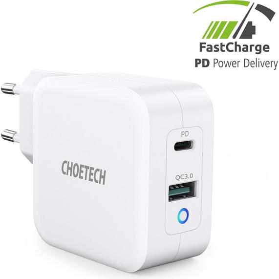 Thumbnail - Choetech Fast Charger (65 W), USB Ladegerät, Weiss