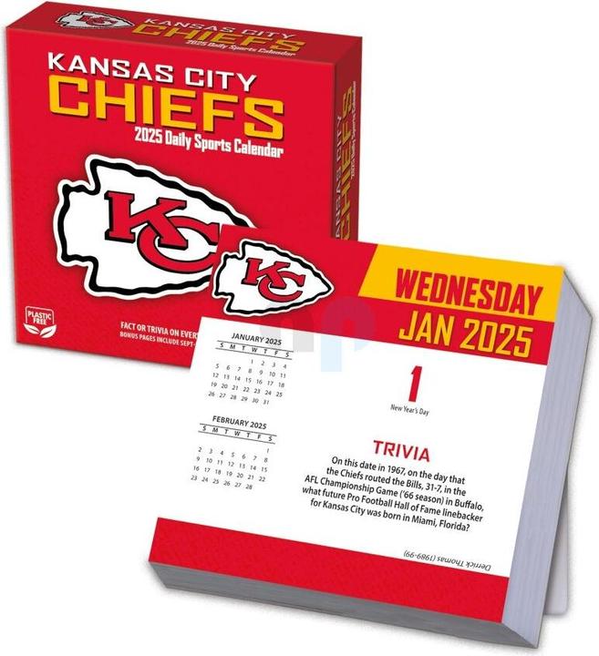 Actual product image NFL - Kansas City Chiefs - Desk Calendar 2025 (Italian, Spanish, English, French, German)