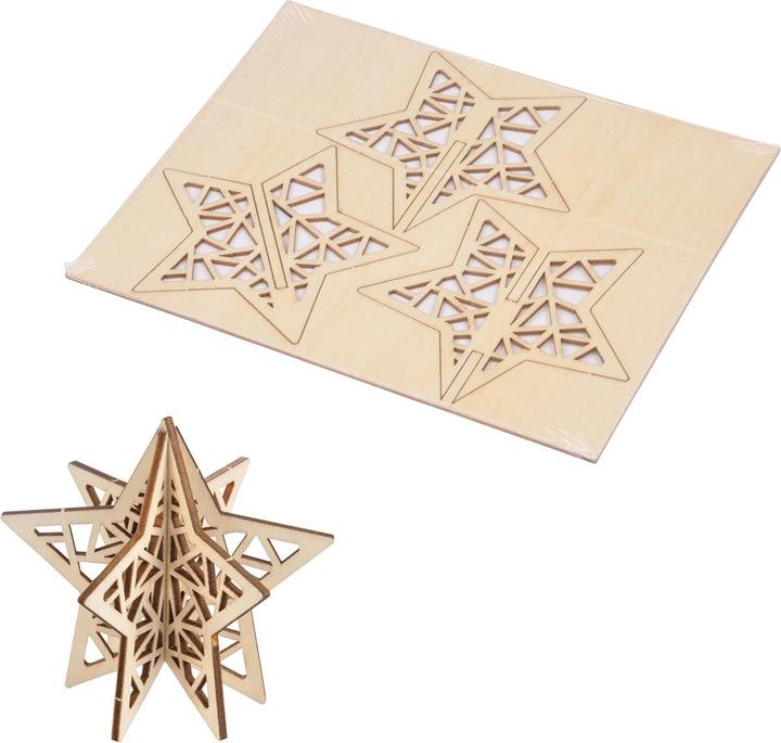 Natura Punto Decorazione puzzle 3D in legno naturale, stella