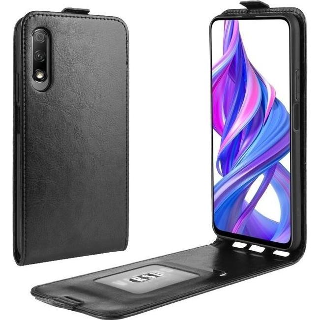 MU Classic Leder Flipcase Hülle (Honor 9X), Smartphone Hülle, Schwarz