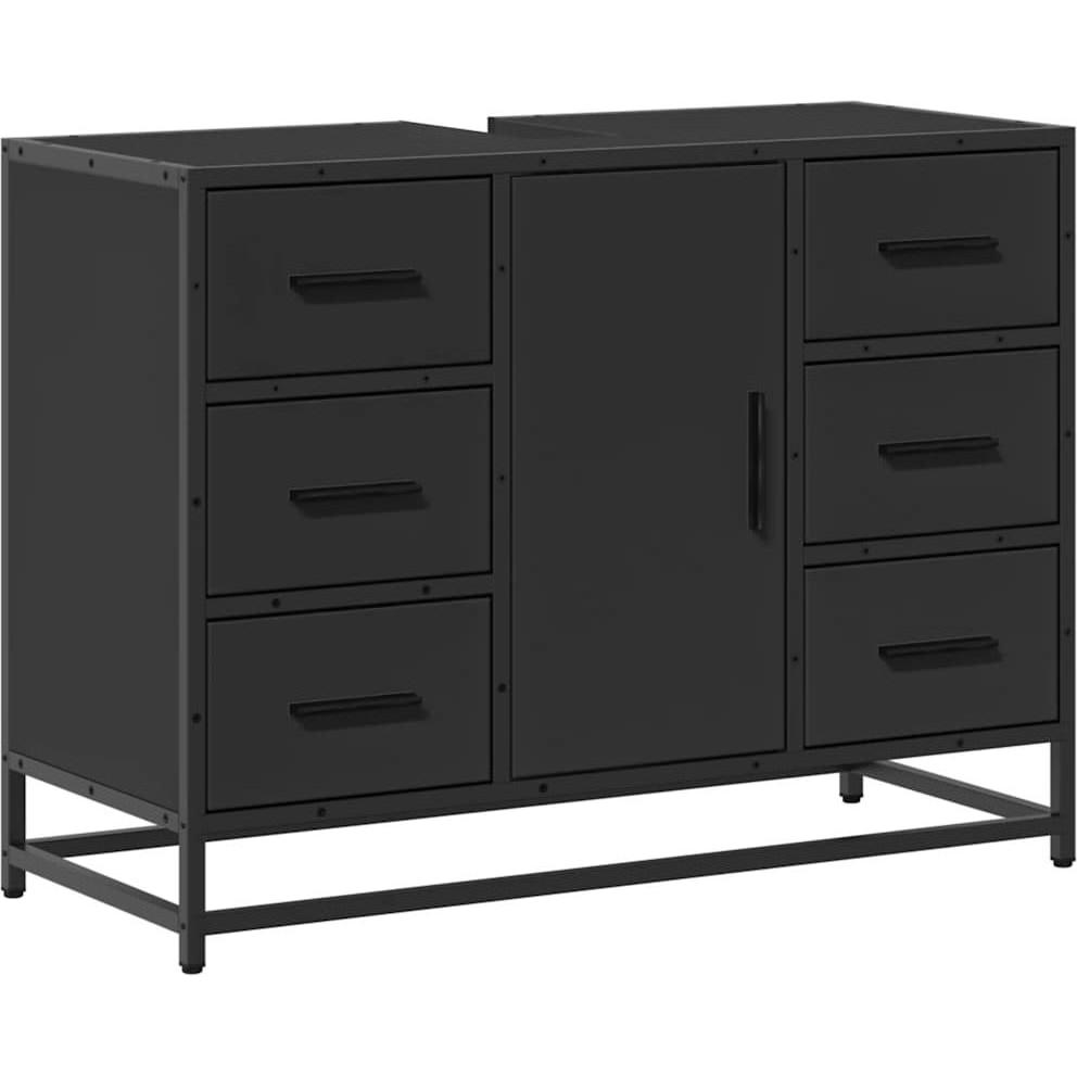 VidaXL, Waschbeckenunterschrank, Waschbeckenunterschrank Schwarz 80x33x60 cm Holzwerkstoff (80 x 33 x 60 cm)