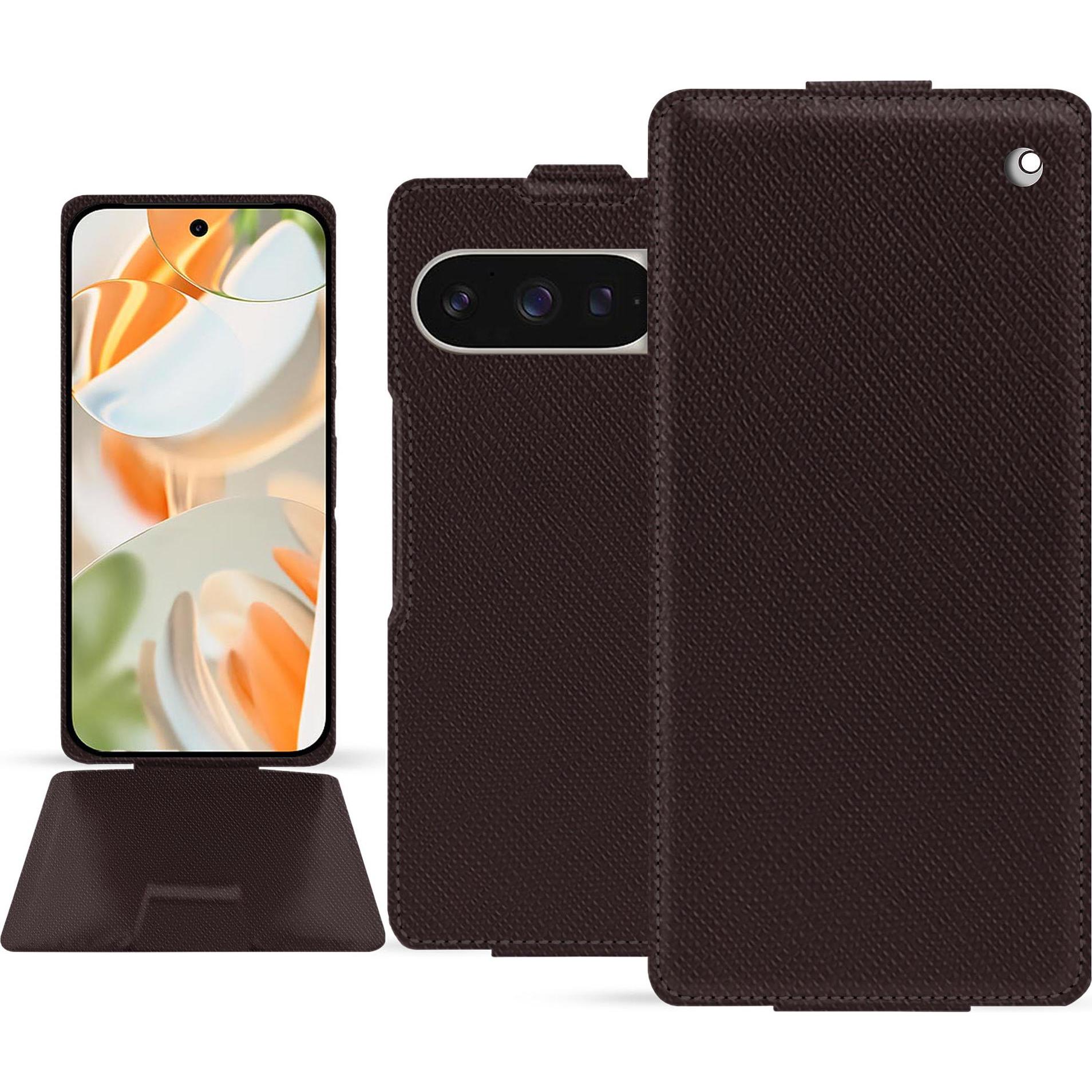 Noreve Lederschutzhülle vertikal (Google Pixel 9 Pro Fold), Smartphone Hülle, Braun