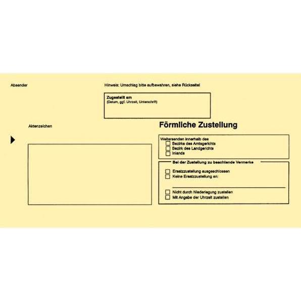 Rnk, Briefumschlag, Verlag Zustellungsumschlag, DIN lang, ohne Fenster, gelb (DL, 100 x)