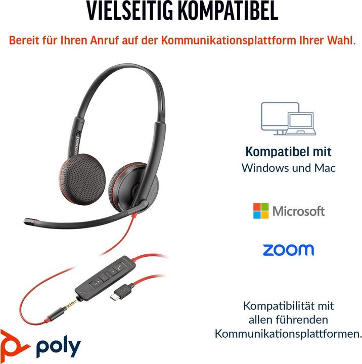 Immagine prodotto Poly BW 3225 USB-C HS +3,5MMP (Cablato, USB-C)