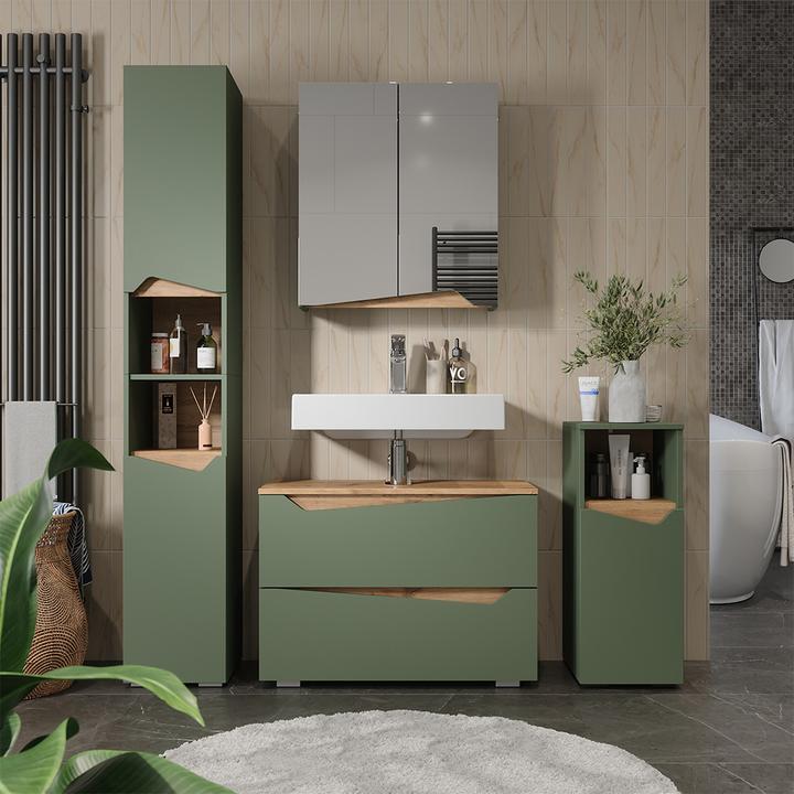 Produktbild Vichy Waschbeckenunterschrank Marelle, Grün/Artisan, 80 x 57.5 cm mit 2 Schubladen
