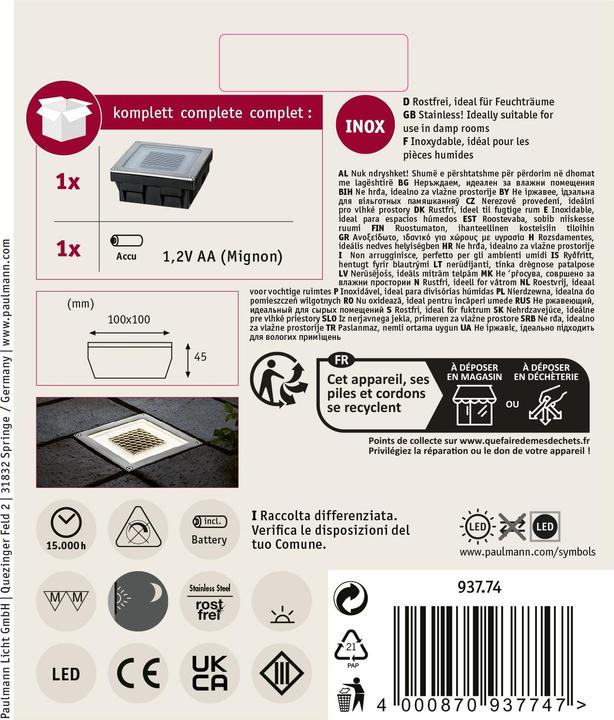 Image du produit Paulmann Lampe solaire Aron (3.60 lm, IP67)