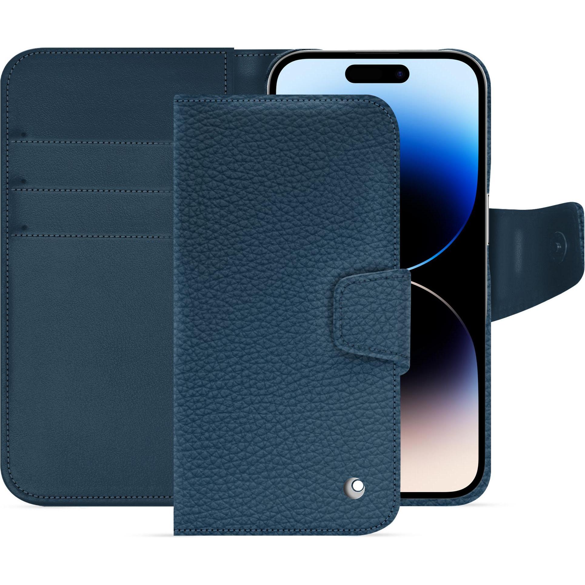 Noreve Lederschutzhülle Apple iPhone 15 Pro (Apple iPhone 15 Pro), Smartphone Hülle, Blau