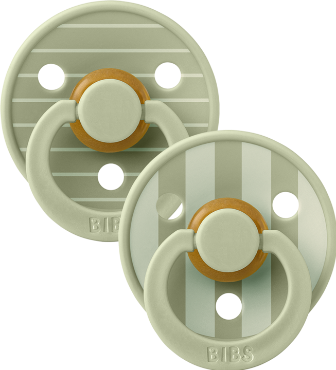 Actual product image Bibs Studio Nuggi Colour 2 PACK Latex Round 0-6m Pin Sage Mix (2 x, up to 6 M.)