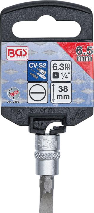 Actual product image BGS Bit Socket 6.3 mm (1/4") Drive Slot SL 6.5 mm (Inner square)