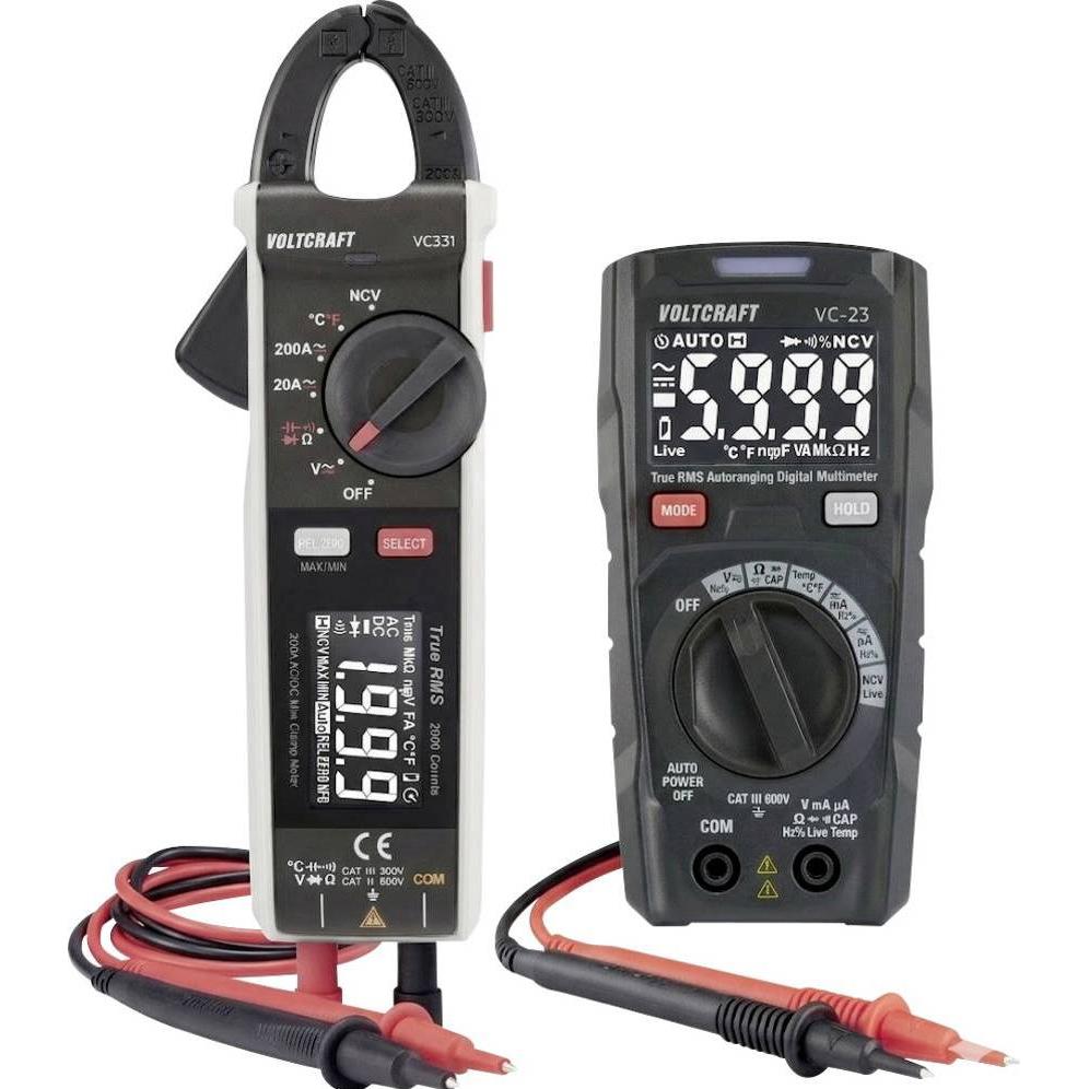 Voltcraft, Multimetro, Messgeräteset VC-15313340 Multimeter + VC-14465985 Stromzange CAT III 600 V (CAT III 600V)