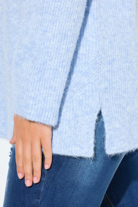 Actual product image Ulla Popken Long Sleeve V-Neck Ribbed Knit Sweater (62)