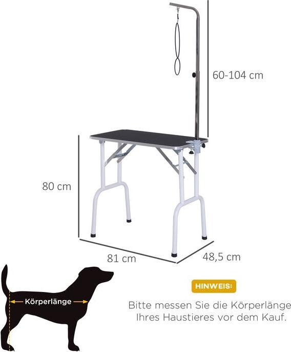Immagine prodotto Swisshandel24 Tavolo da toelettatura Tavolo da toelettatura pieghevole in metallo Nero 81 x 48 x 80 cm (Cane)