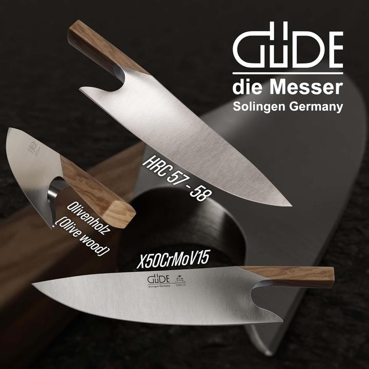 Actual product image Gude Solingen THE KNIFE forged 26 cm olive wood Chefs knife Handmade Germany (26 cm)