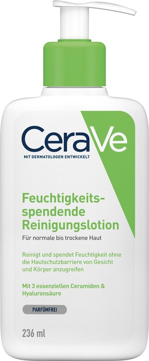 Produktbild CeraVe Feuchtigkeitsspendende Reinigungslotion für Gesicht und Körper (Reinigungslotion, 236 ml)