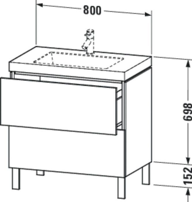 Actual product image Duravit Vanity unit L-CUBE m WT Vero Air 698x800x480mm 1 HL linen (480 mm, 800 mm)