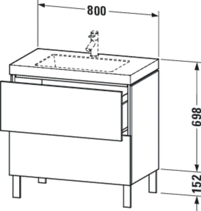 Produktbild Duravit Waschtischunterbau L-CUBE m WT Vero Air 698x800x480mm 1 HL leinen (480 mm, 800 mm)