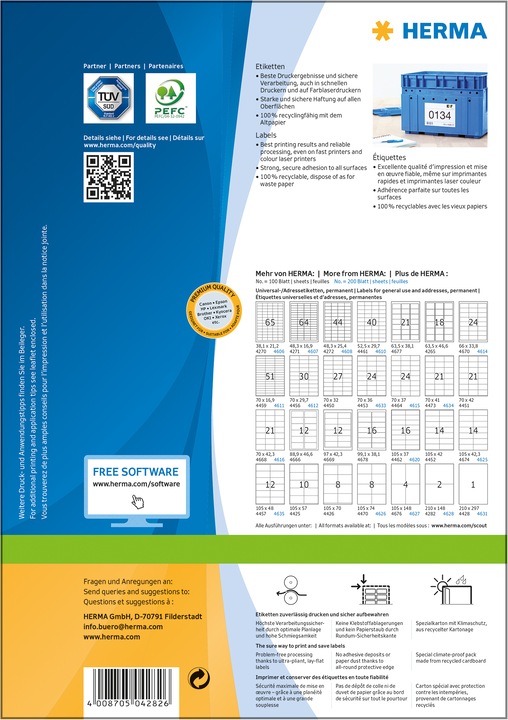 Actual product image Herma Shipping labels A4