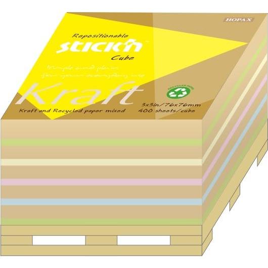 Thumbnail - B.N.T., Heft + Block, Kubusblok Stick'N 76x76mm ass 400blade på palle bund