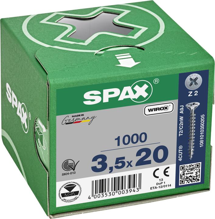 Produktbild Spax Senkmultikopf Kreuzschlitz Z2 Vollgewinde Wirox (1000 Schrauben pro Stück)