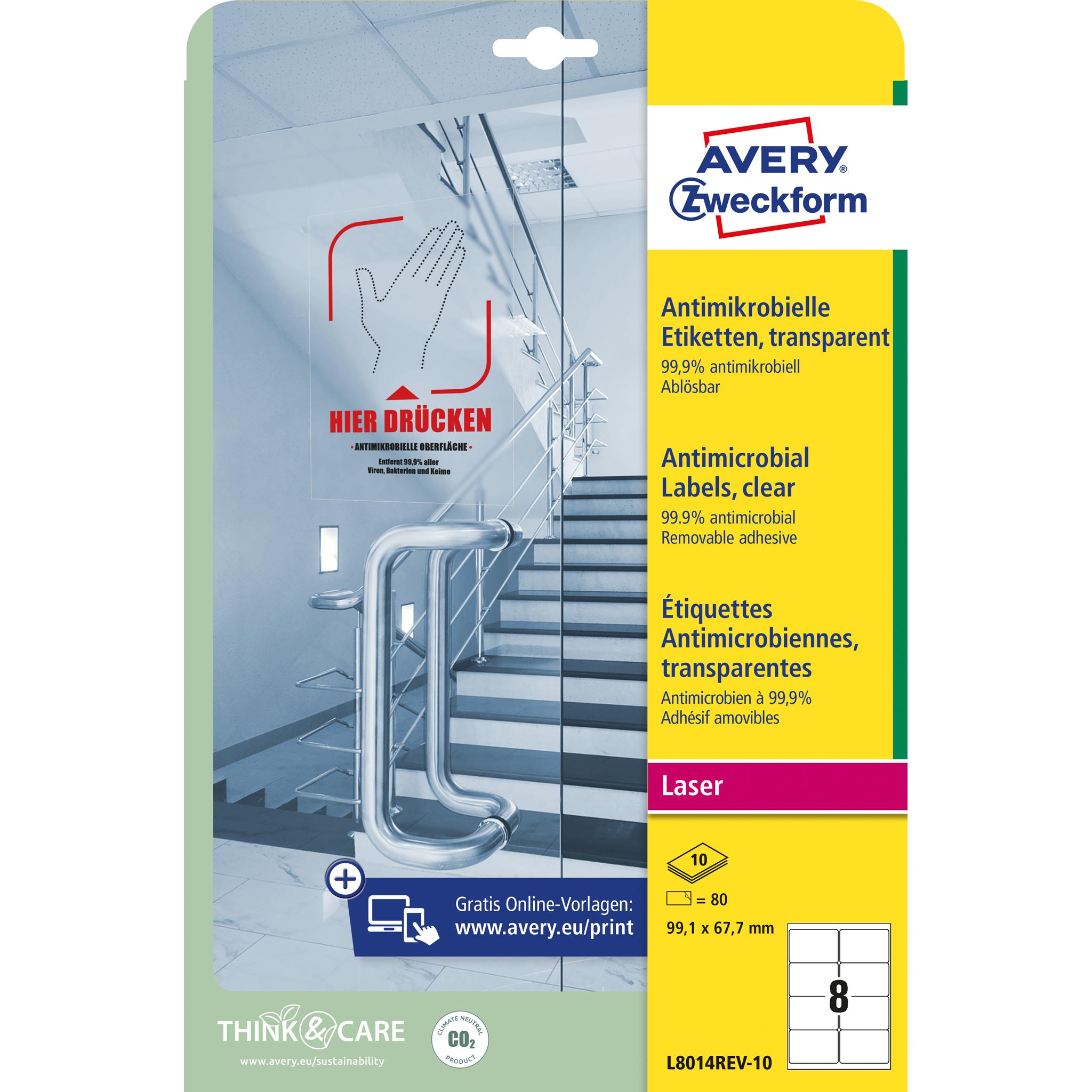 Thumbnail - Avery, Sticker, Antimikrobielle Etiketten, ablösbar, transparent