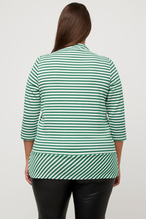 Actual product image Ulla Popken Glitter Stripe Mixed Direction Stretch Knit Top (46, 48)
