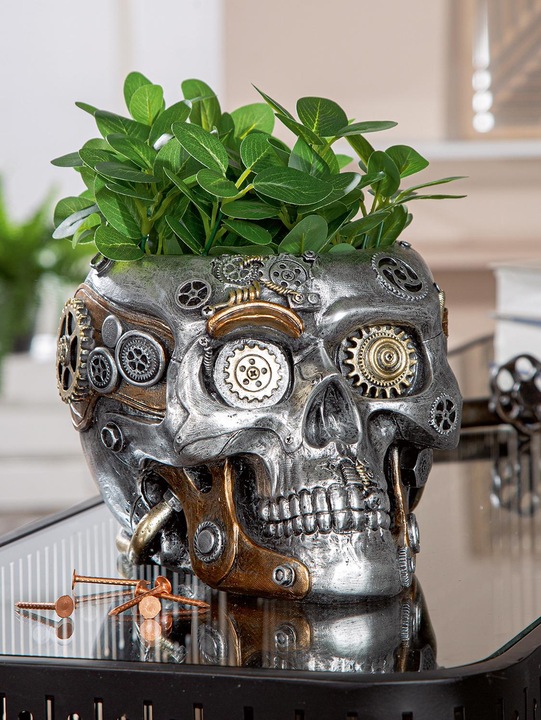 Produktbild Gilde Übertopf Totenschädel Steampunk Skull planter (17.50 cm)