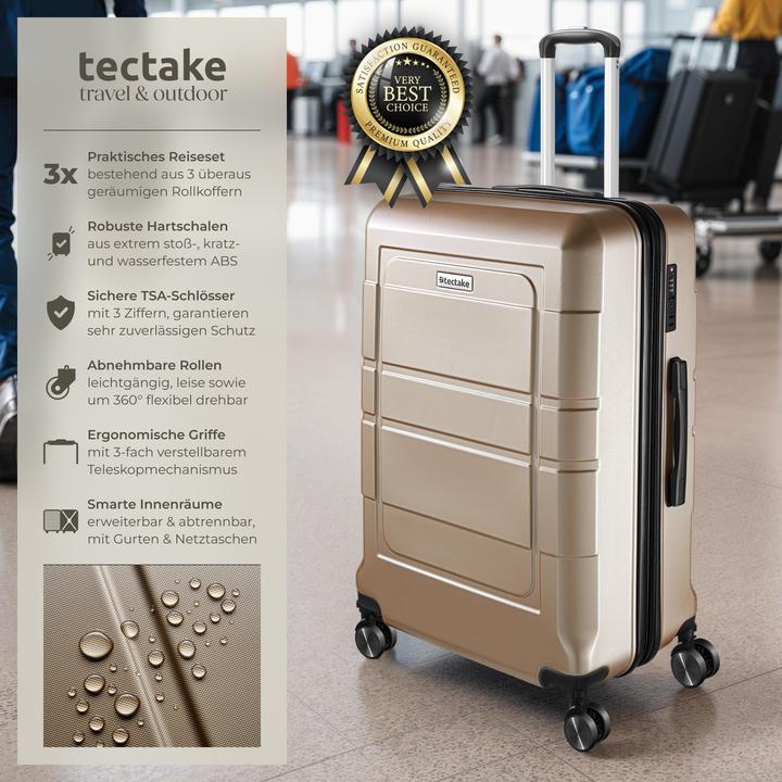 Immagine prodotto tectake Set di valigie rigide Brice 3 pz., lucchetto TSA (111 l)