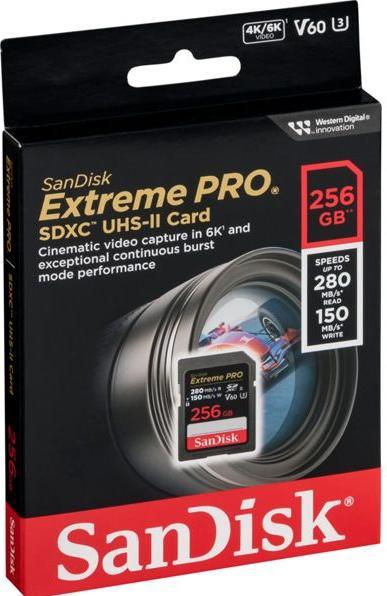 Productafbeelding SanDisk Extreme PRO UHS-II V60 (256 GB, SDXC, U3, UHS-II)