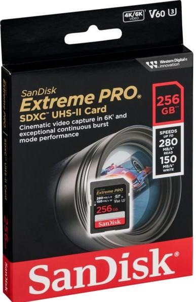 Image du produit SanDisk Extreme PRO UHS-II V60 (256 Go, SDXC, U3, UHS-II)