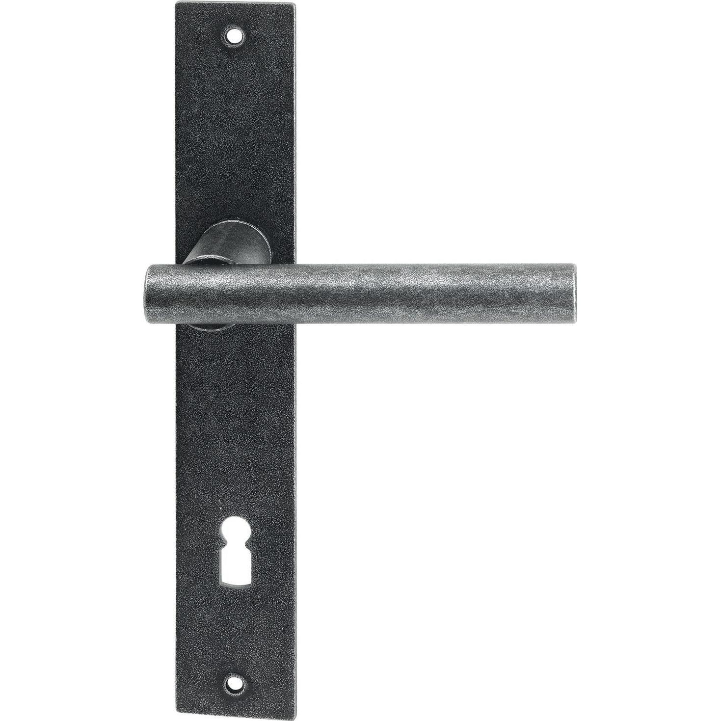 Halcö, Türgriff + Fenstergriff, Türbeschlag Imst auf Schild BB 90 schwarz passiviert (Türschild)