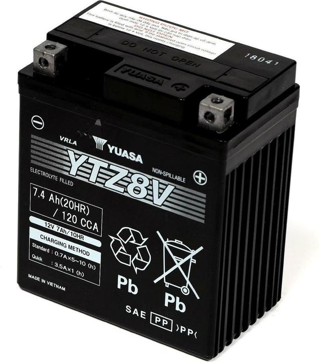 Yuasa AGM Motorradbatterie 12V 7.4Ah 120A (12 V, 7.40 Ah, 120 A)