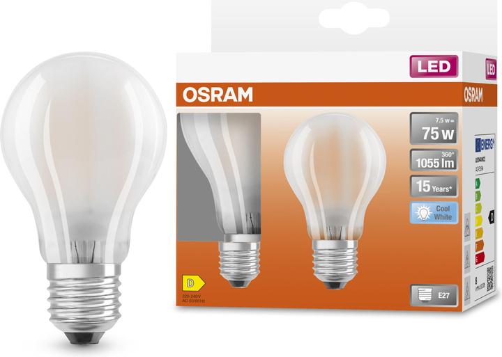Productafbeelding Osram Star Classic A75 (E27, 7.50 W, 1055 lm, 2 x, D)