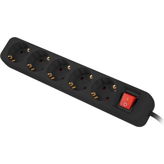Thumbnail - Lanberg, Steckdosenleiste, PS1-05F-0300-BK Verlängerungskabel 5 AC-Ausgänge Indoor (5 x, CEE 7/3, 3 m)