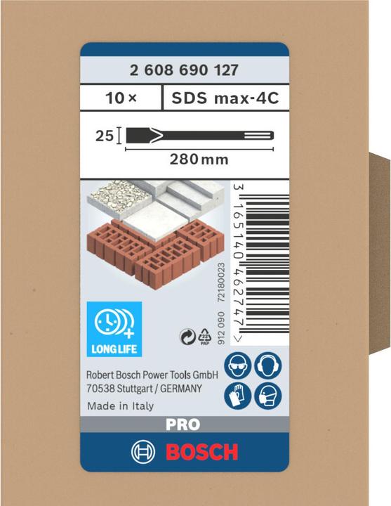 Produktbild Bosch Professional Zubehör PRO SDS max-4C Flachmeissel-Set, 25 x 280 mm (25 mm)