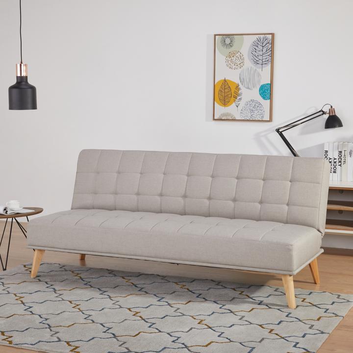 Produktbild En.Casa Schlafsofa Pukkila 180x86x81 cm Textil Hellgrau (3-Sitzer)